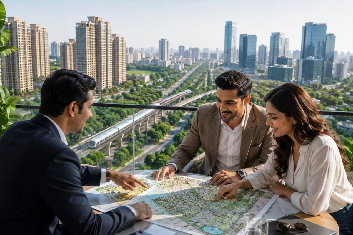 Homebuyer evaluating prime property location in Gurgaon