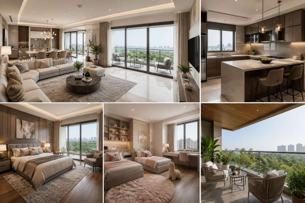 Modern 3 BHK apartment interior representing Sobha Aranya floor plan