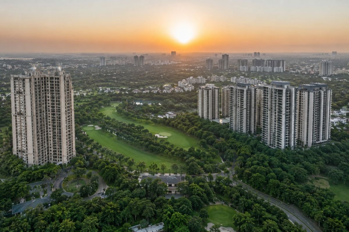 Sobha Aranya inside Karma Lakelands with lush green surroundings