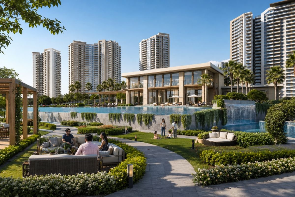 Luxury clubhouse and landscaped green spaces at Sobha Aranya Sector 80