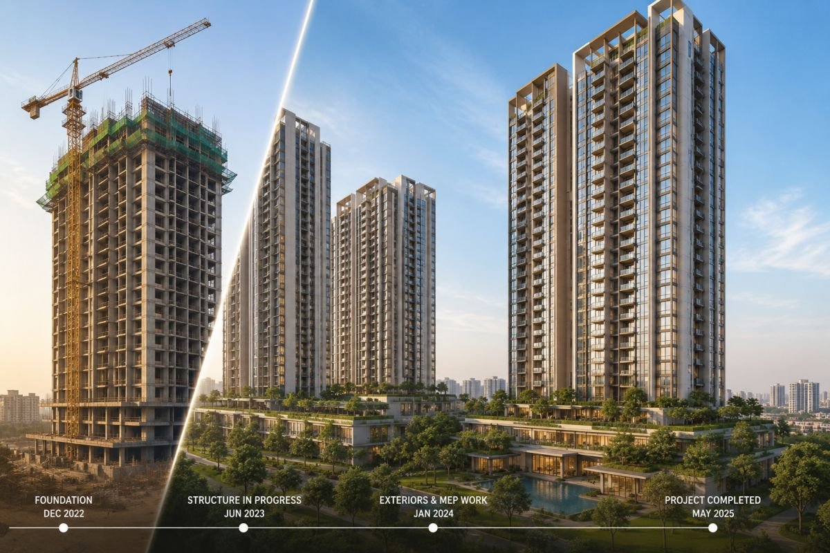 Sobha Aranya construction progress and possession timeline illustration