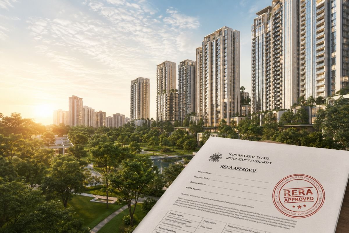 Sobha Aranya luxury residential towers in Sector 80 Gurgaon with RERA and legal verification concept