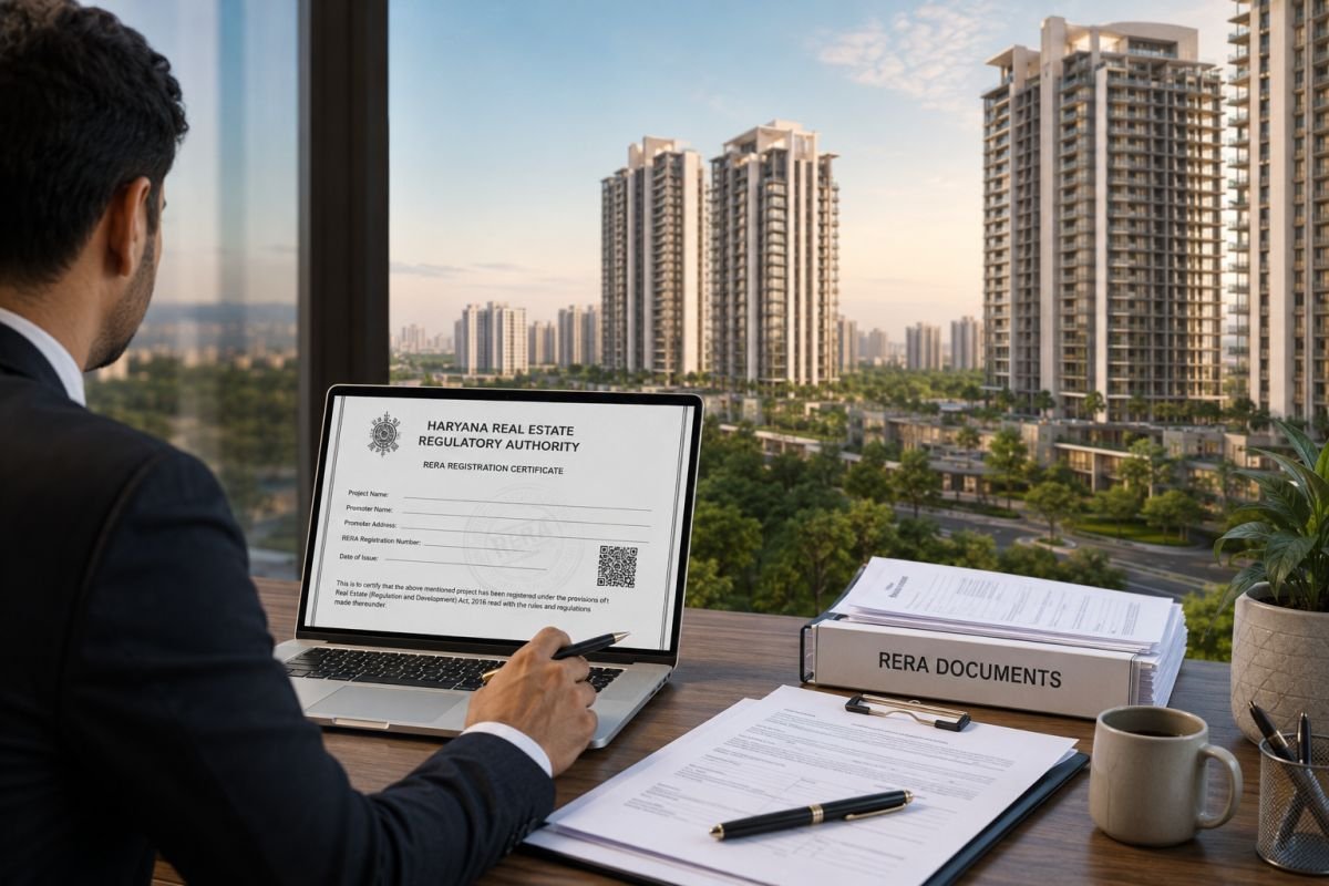 Buyer verifying Sobha Aranya RERA registration and legal documents