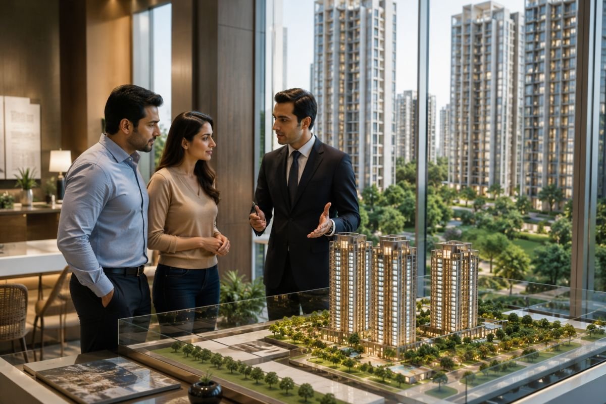 Homebuyers evaluating a premium Sobha residential property