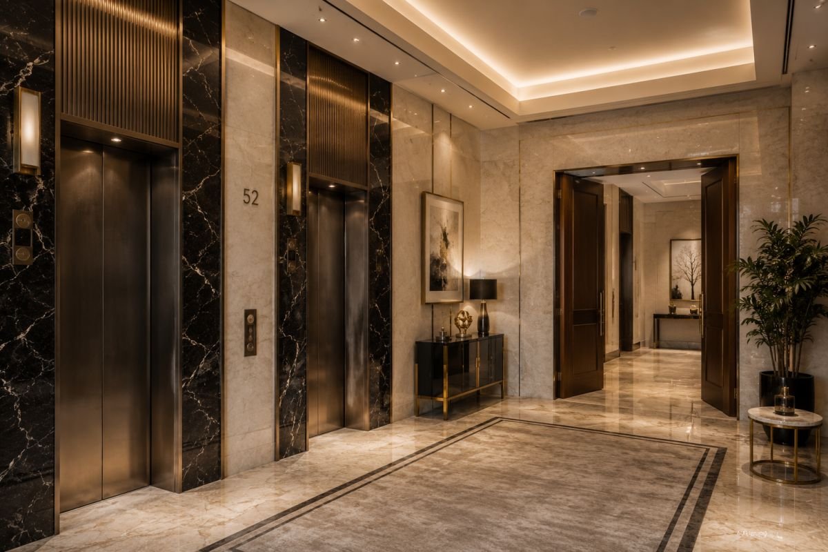 Private elevator lobby in Trump Tower Gurgaon