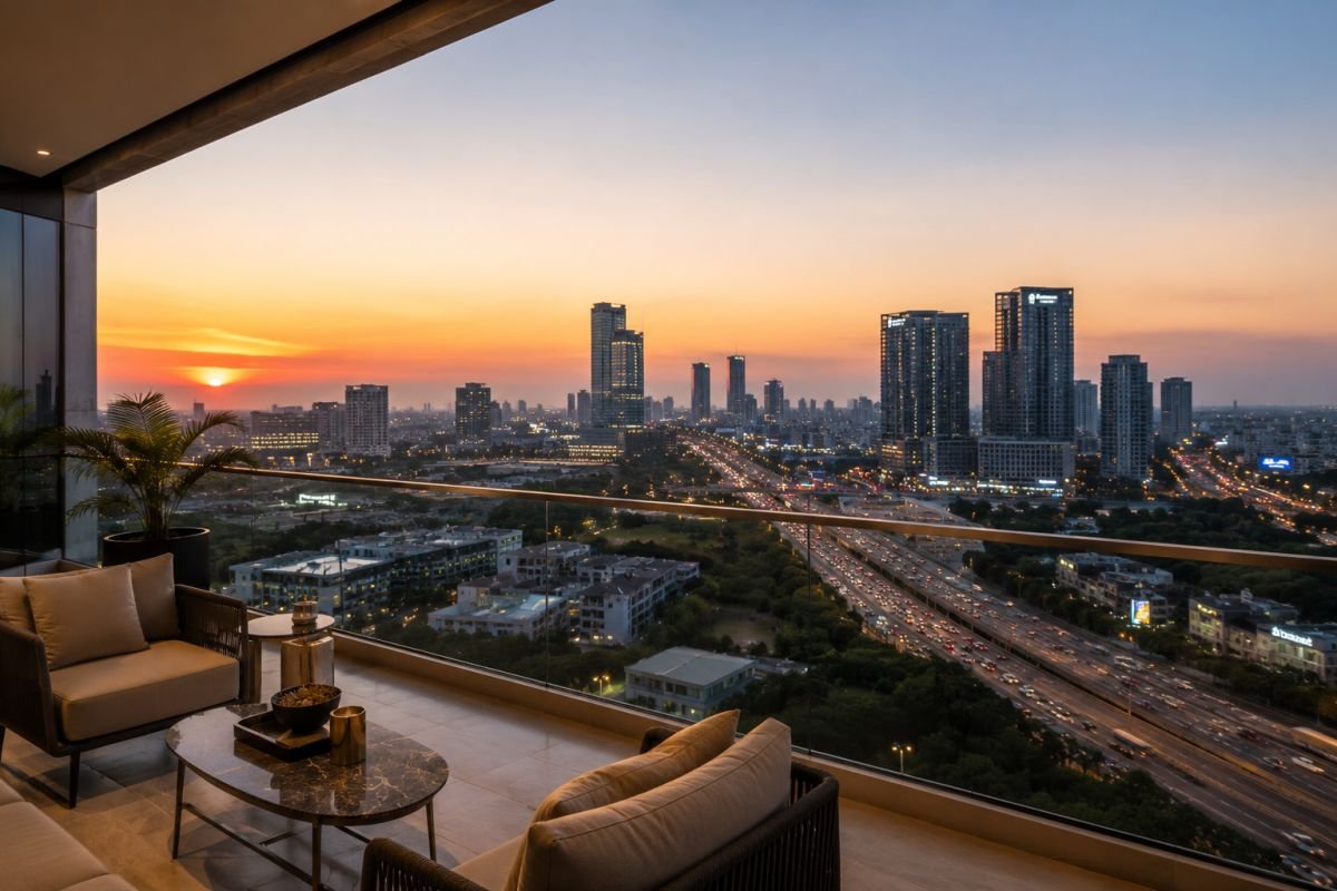 Panoramic skyline view from Trump Tower Gurgaon residence