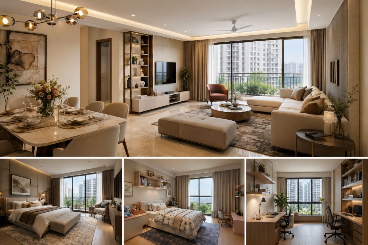 3 BHK Gurgaon apartment layout for family living