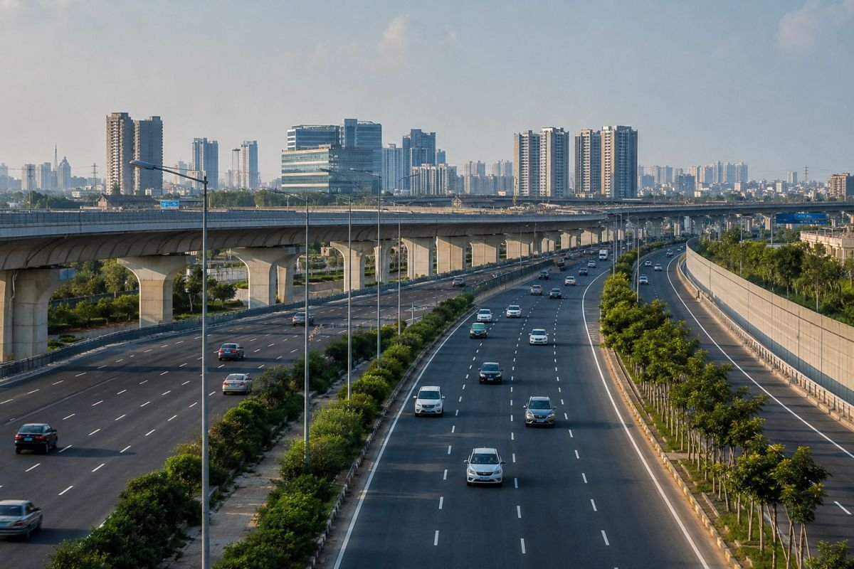 Operational Dwarka Expressway infrastructure connecting Delhi and Gurgaon