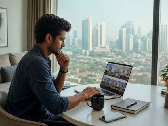 Young professional researching first home in Gurgaon
