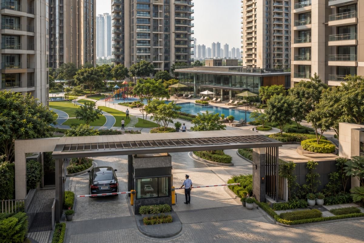 High-rise apartment amenities and security in Gurgaon