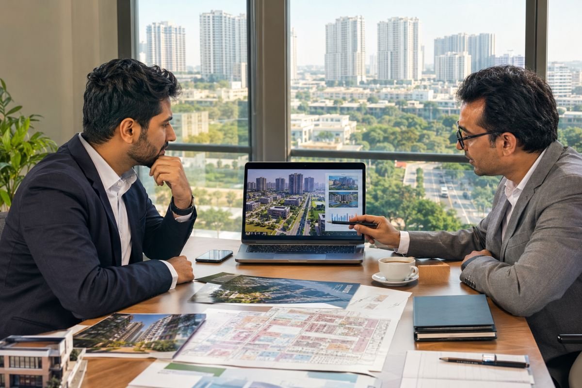 Gurgaon real estate investor evaluating township amenities and property infrastructure