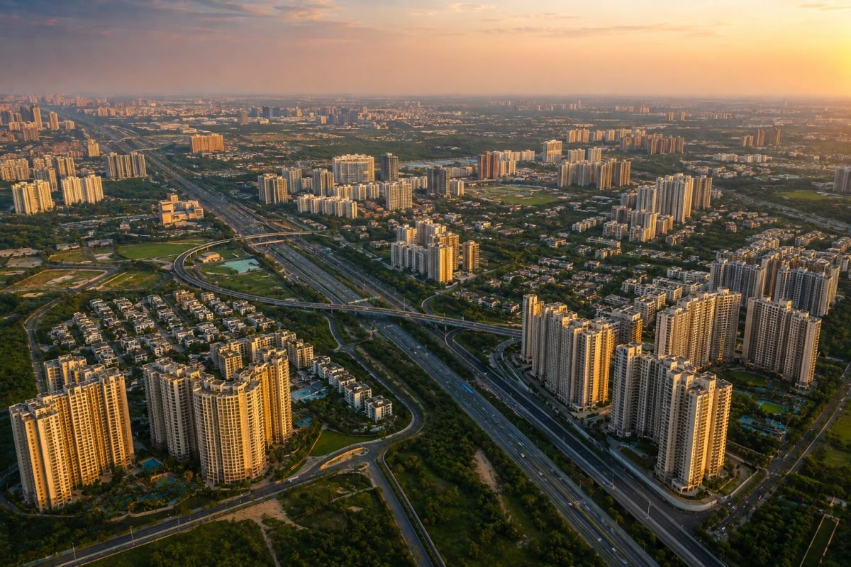 Gurgaon township growth corridors with residential developments and major roads