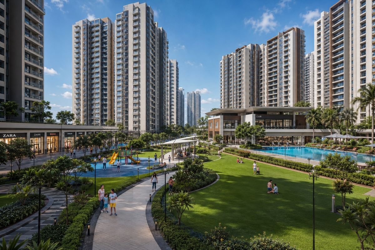 Modern integrated residential township in Gurgaon Manesar Sohna Corridor with landscaped gardens