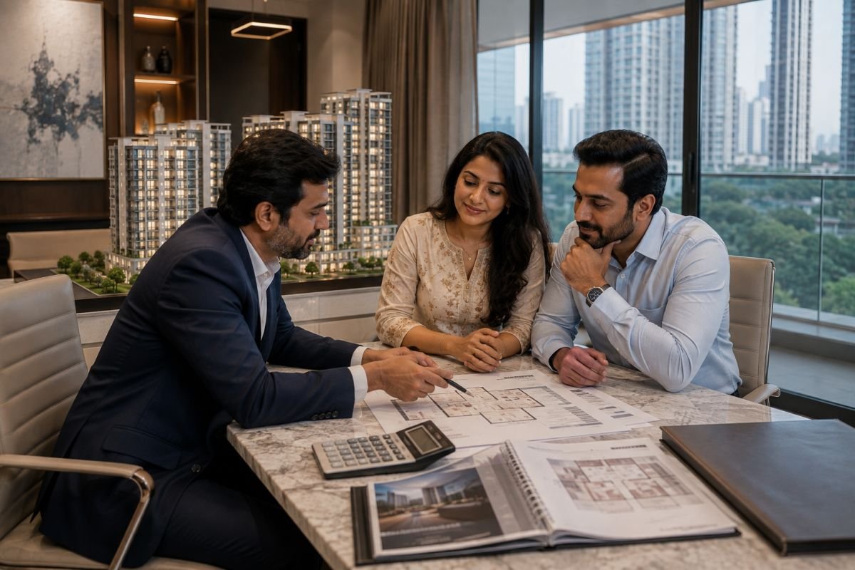 Indian couple planning joint property ownership in Gurgaon