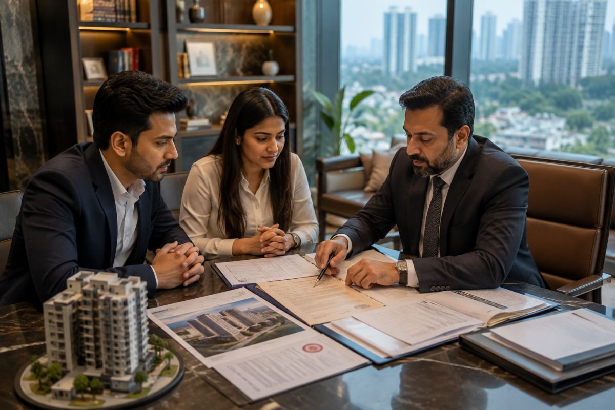 Property buyer performing due diligence before investing in Gurgaon real estate