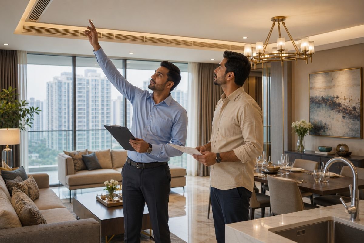 Property maintenance inspection inside a luxury Gurgaon apartment