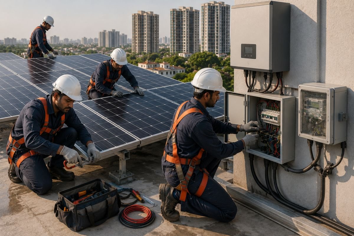 Solar panel installation and net metering setup in Gurgaon
