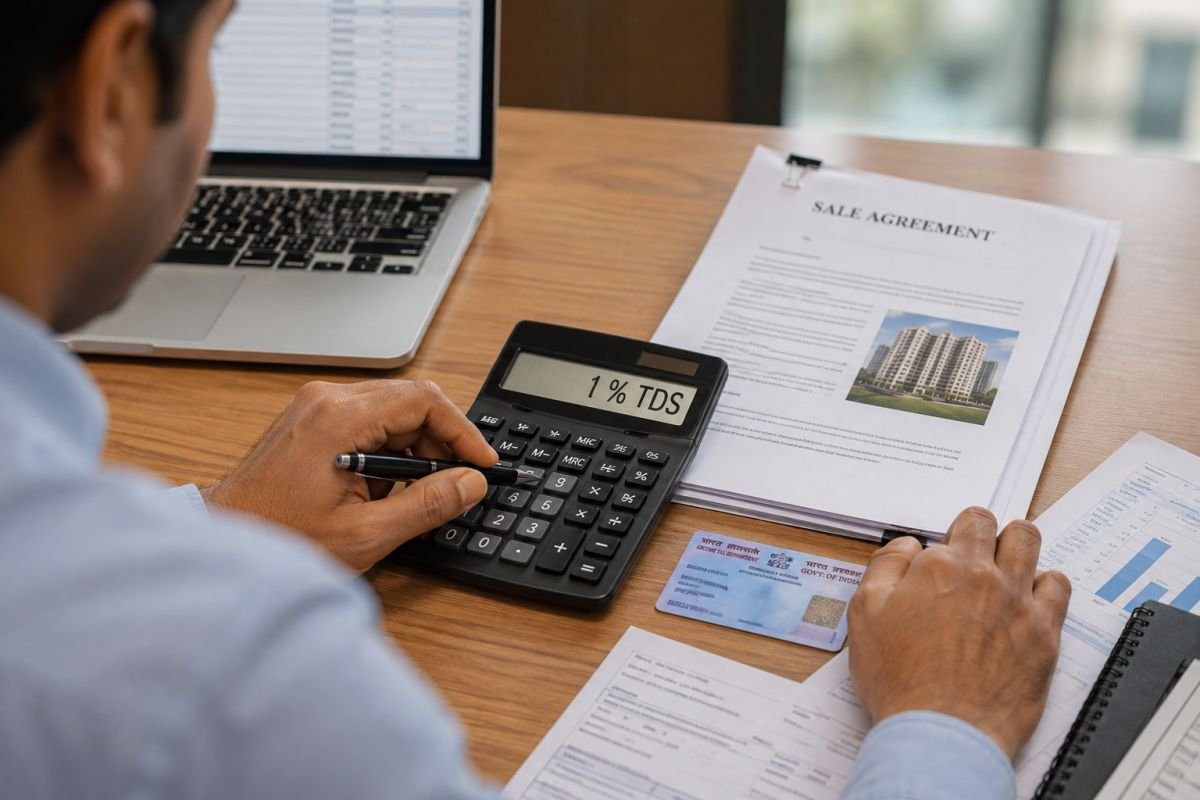 Buyer calculating 1 percent TDS on property purchase