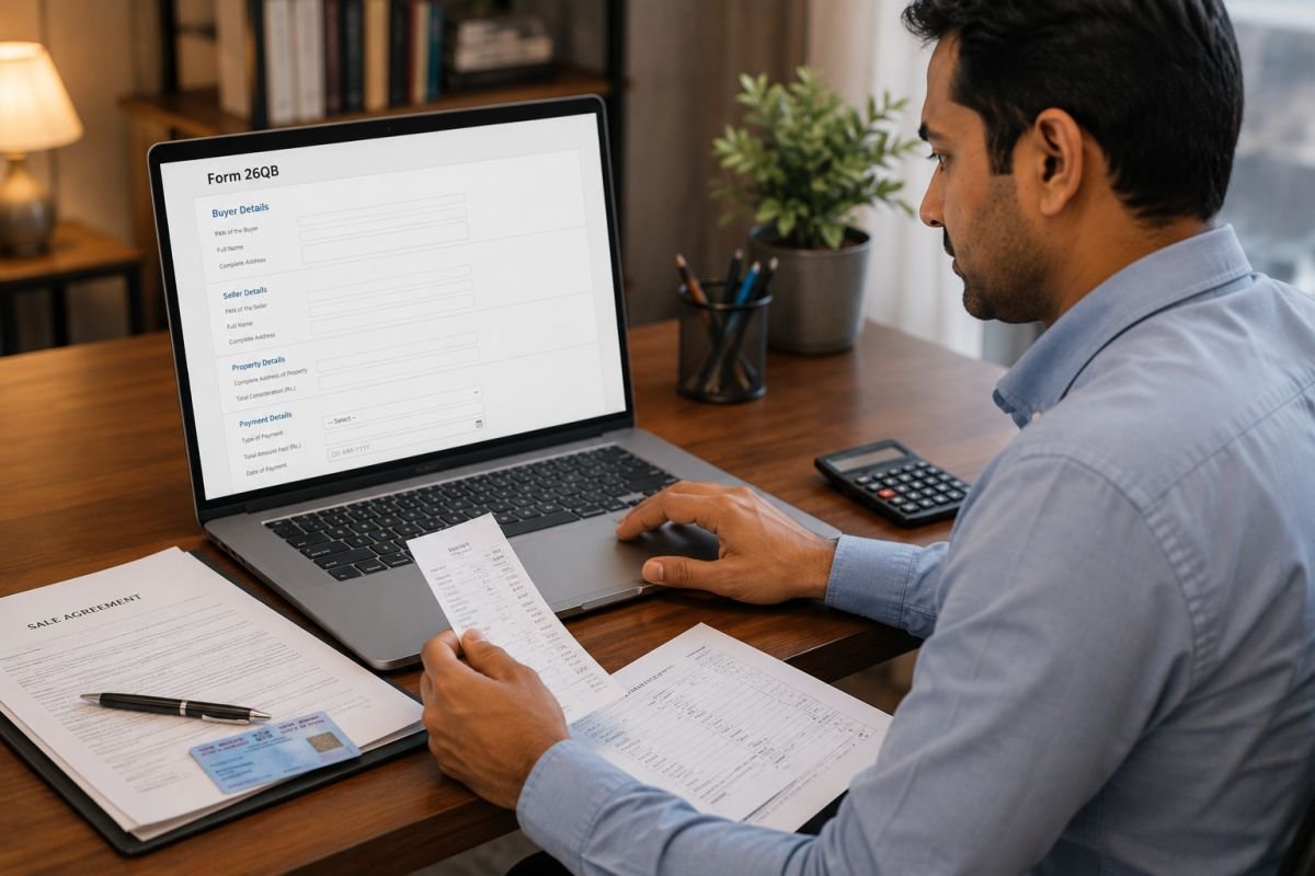 Property buyer completing Form 26QB and TDS compliance