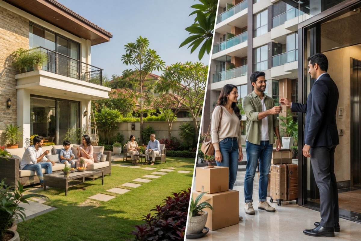 Comparison between luxury weekend retreat home and rental investment apartment in Gurgaon