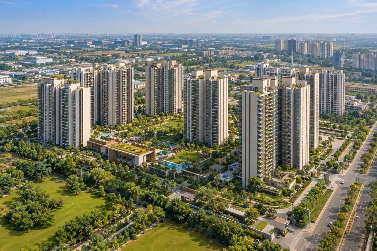 Residential high-rise development representing the M3M Forestia West project at Gurgaon International City, Manesar.