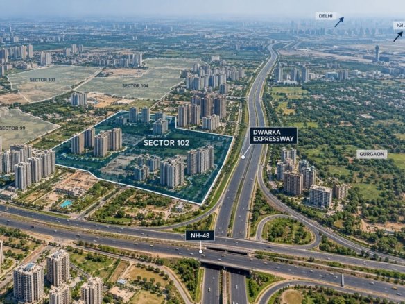 Sector 102 Gurgaon residential projects connectivity and real estate map along Dwarka Expressway