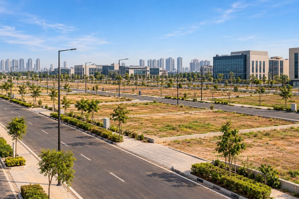 Commercial plotted development with internal roads and prepared plots in Gurgaon