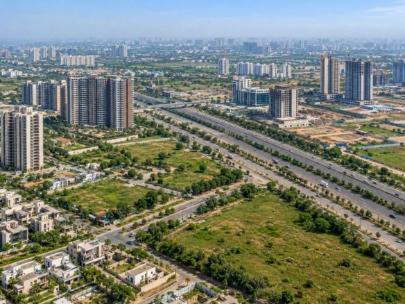 Aerial view of the developing urban landscape around Sector 114, Gurgaon
