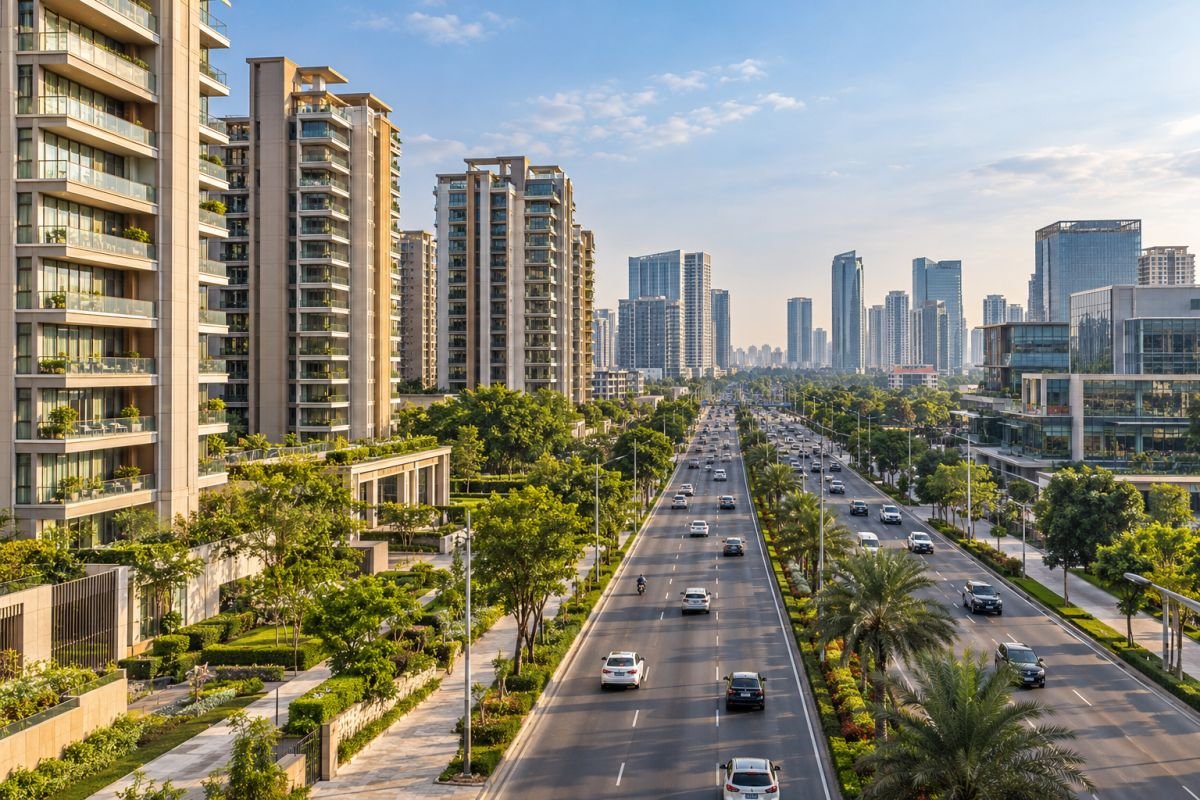 Sector 63 Gurgaon residential and commercial surroundings near Golf Course Extension Road