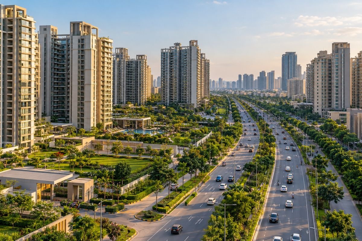 Sector 65 Gurgaon residential towers and urban access along Golf Course Extension Road