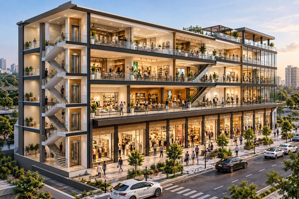Ground-floor and upper-floor retail unit layout comparison for commercial property investment