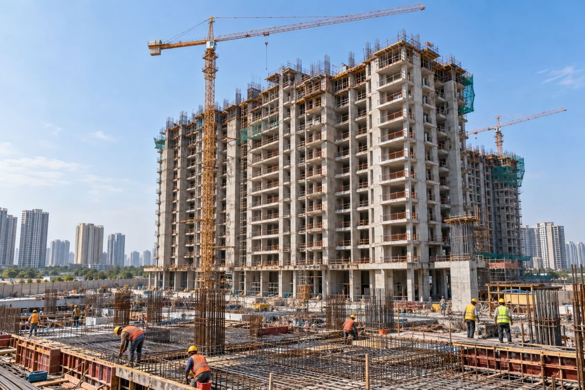 High-rise residential construction site illustrating building quality checks in Gurugram