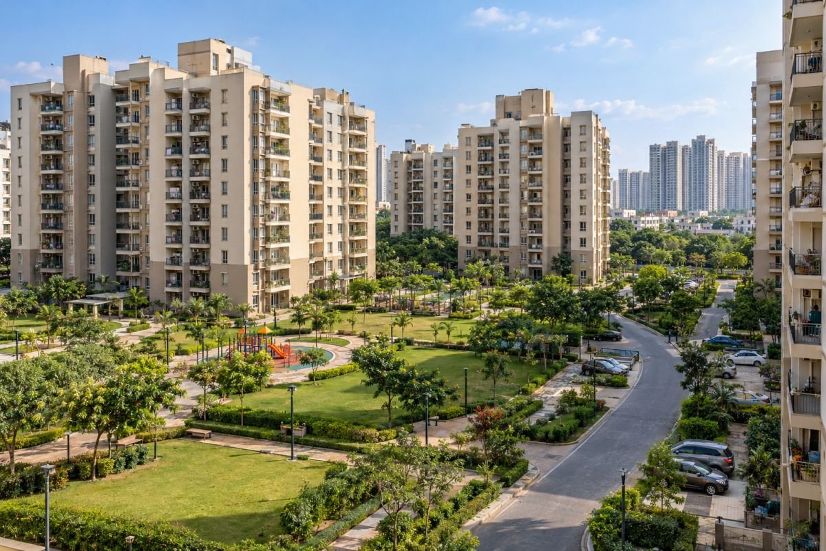 Affordable residential apartment towers and landscaped open spaces at Tulip Lemon Sector 69 Gurgaon