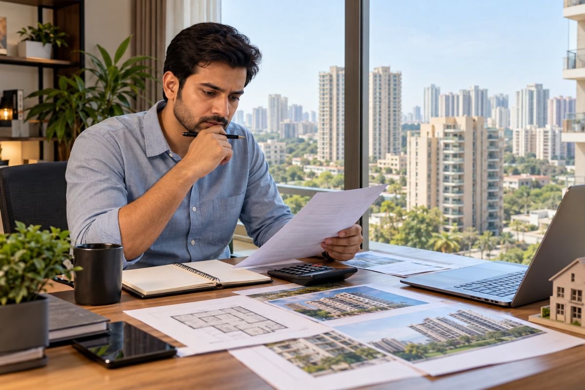 Real estate investor evaluating apartment resale prices and rental income potential in Sector 69 Gurgaon