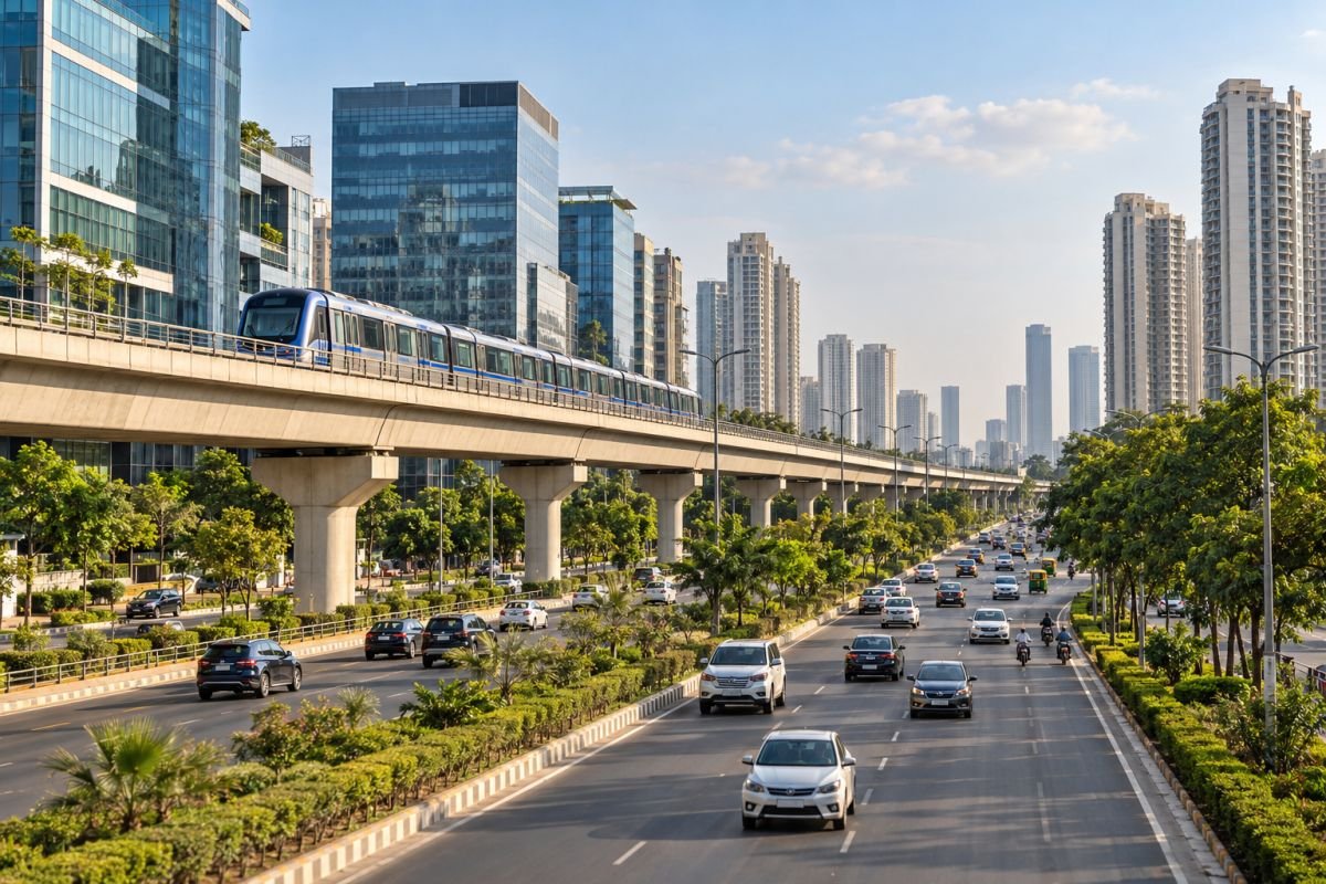 Golf Course Road and Rapid Metro connectivity near Sector 53 Gurgaon residential developments